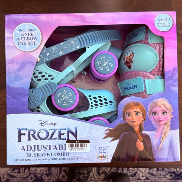 Disney Other - Disney Frozen Adjustable Jr Skate Combo Kids Roller Skates Knee Elbow Pads